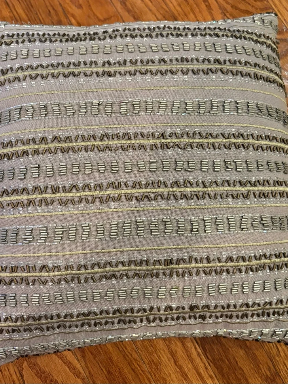 Decorative grey  Embroidered with beads Throw Pillow - Brand Unknown